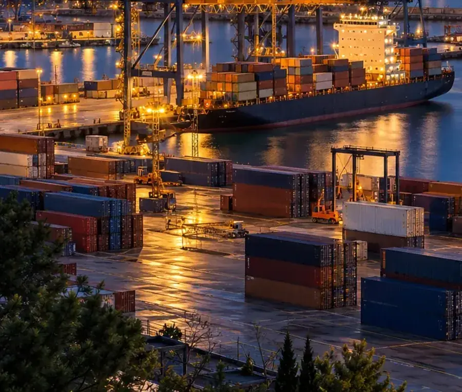 Illustrative stacked shipping containers